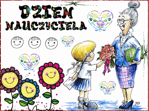 Dziewczynka wręcza kwiaty swojej nauczycielce